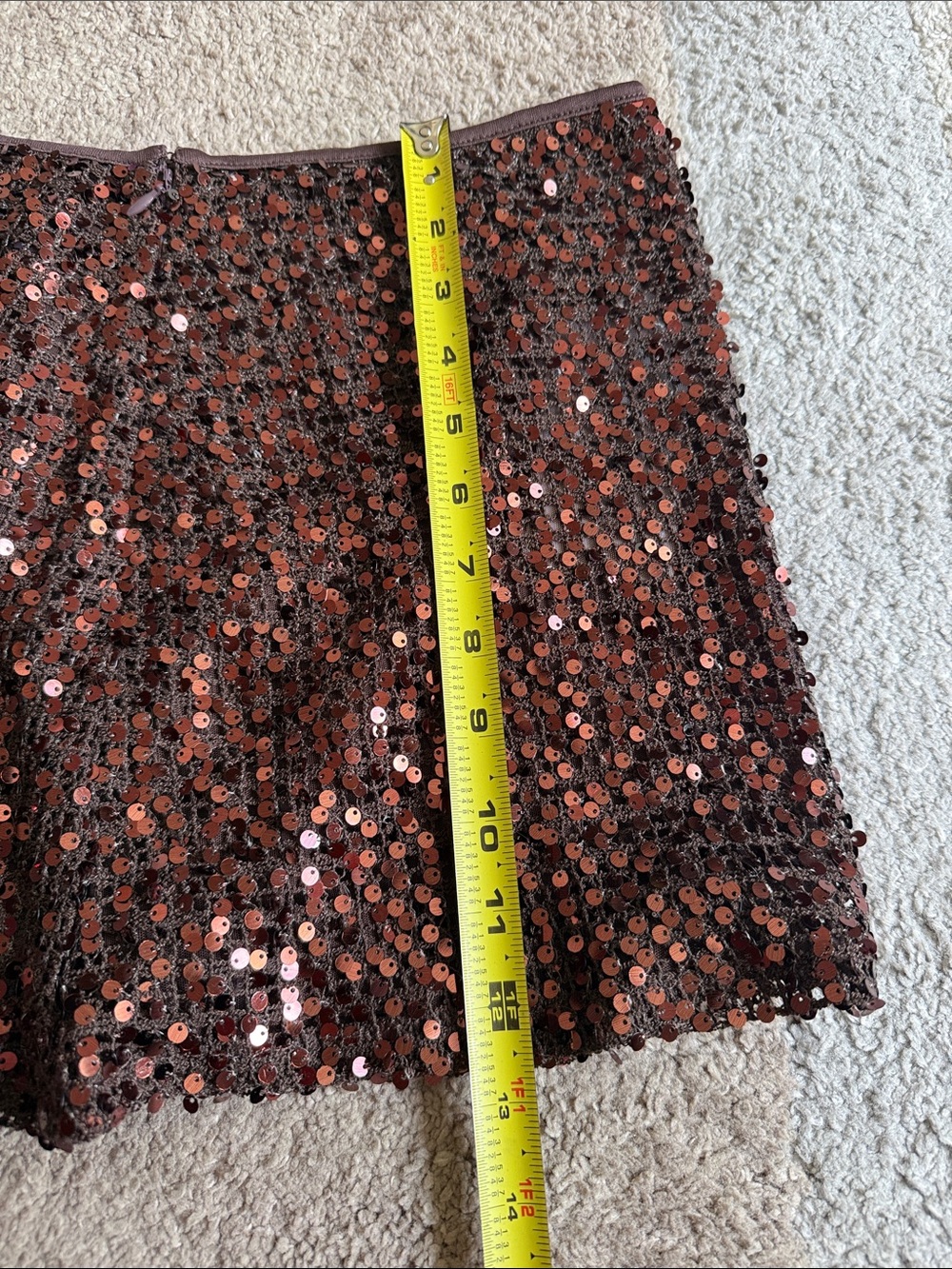 12th Tribe Copper Sequin Mini Skirt- Large - Picture 8 of 8